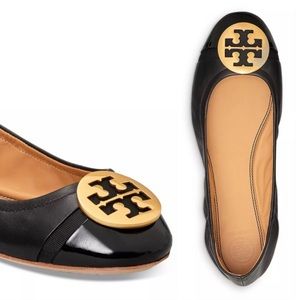 TORY BURCH Black MINNIE Cap Toe Ballet Flat 8